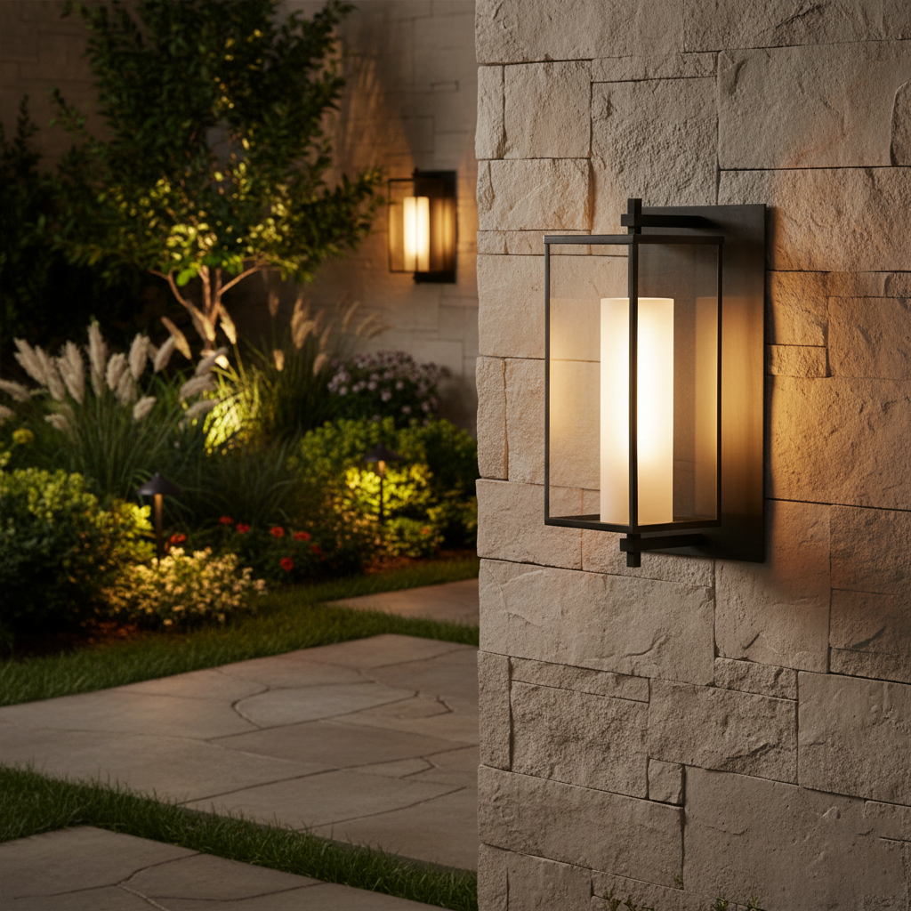 Vintage Vegglampe – Jern og Glass, for Utendørs