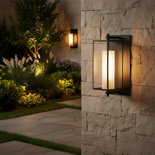 Vintage Wandleuchte – Eisen & Glas, Für Außenbereich