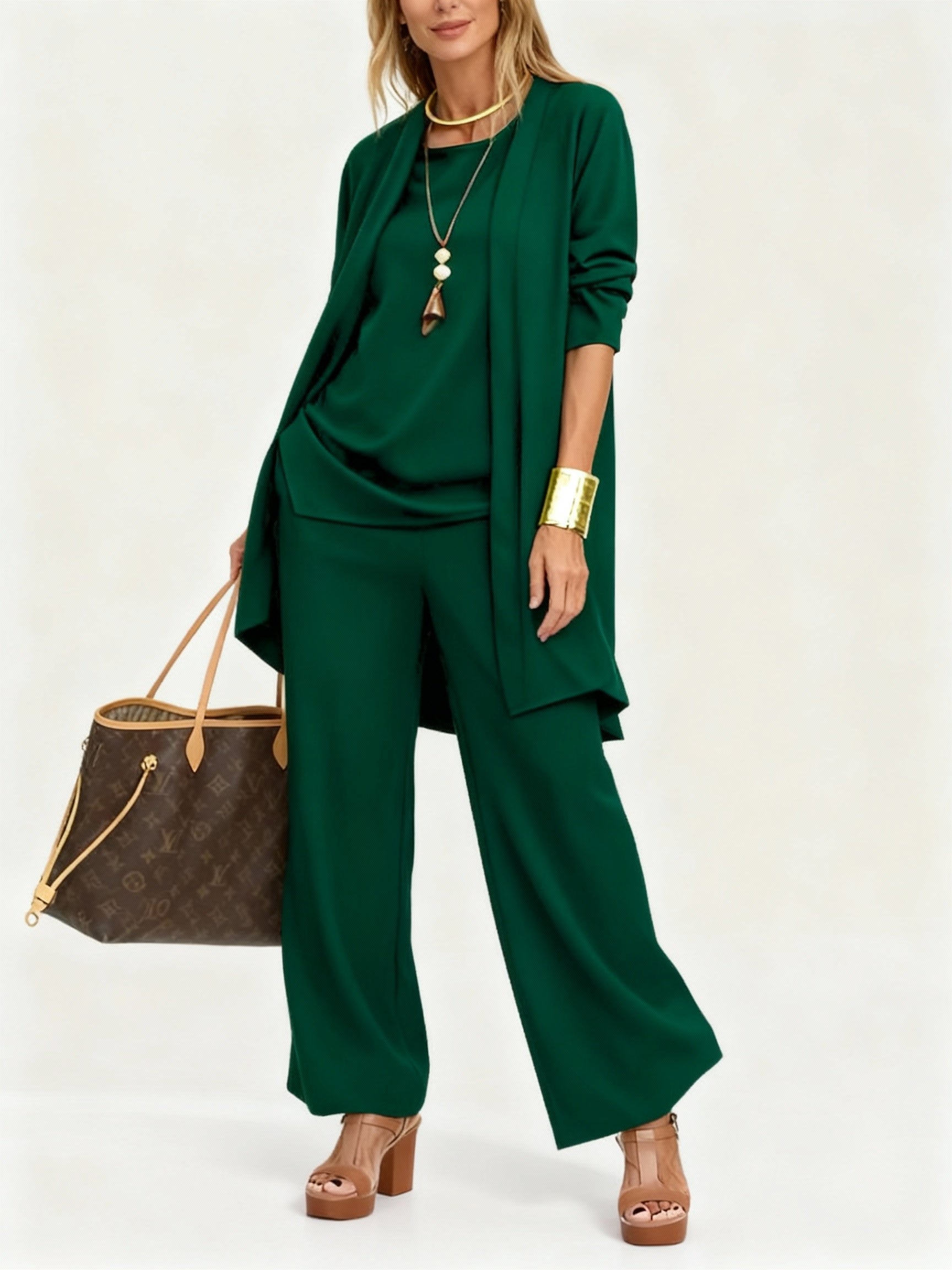 Boho-sett for kvinner - langermet topp og bukser