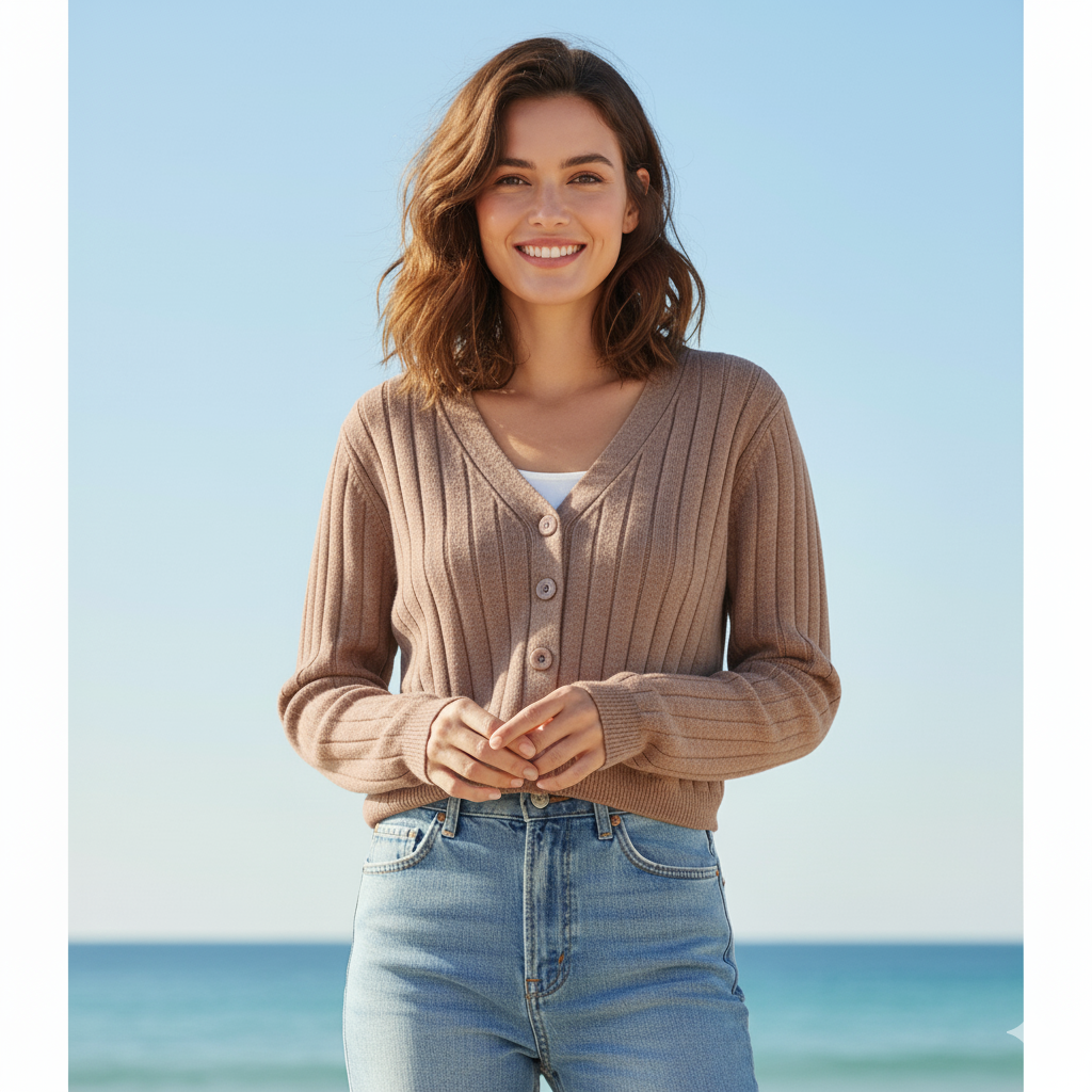 "Damen Kabelstrickpullover mit V-Ausschnitt, elegantes Design, kabelgestrickte Struktur, vielseitig und komfortabel."