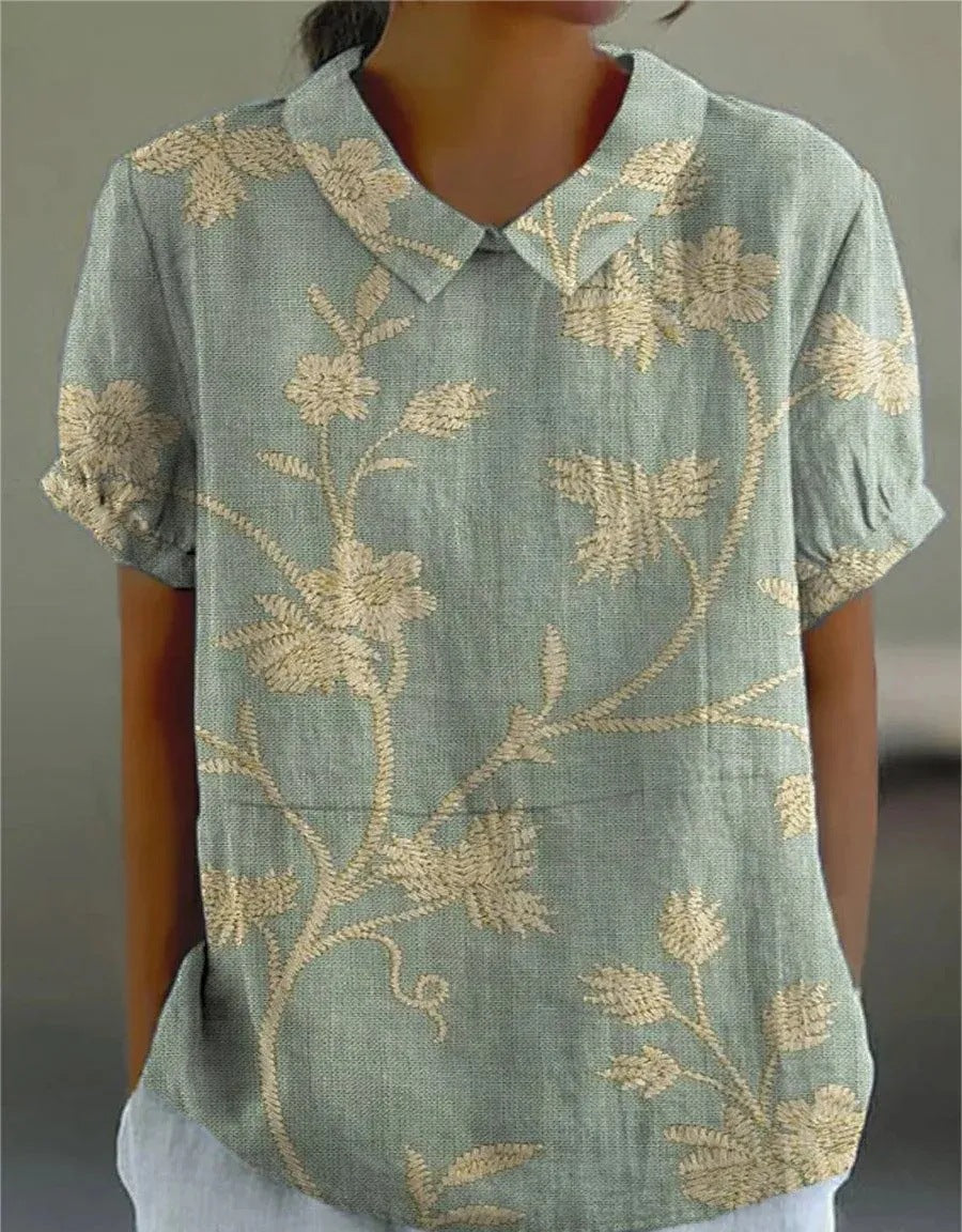 Kvinners vintage blomsterbluse