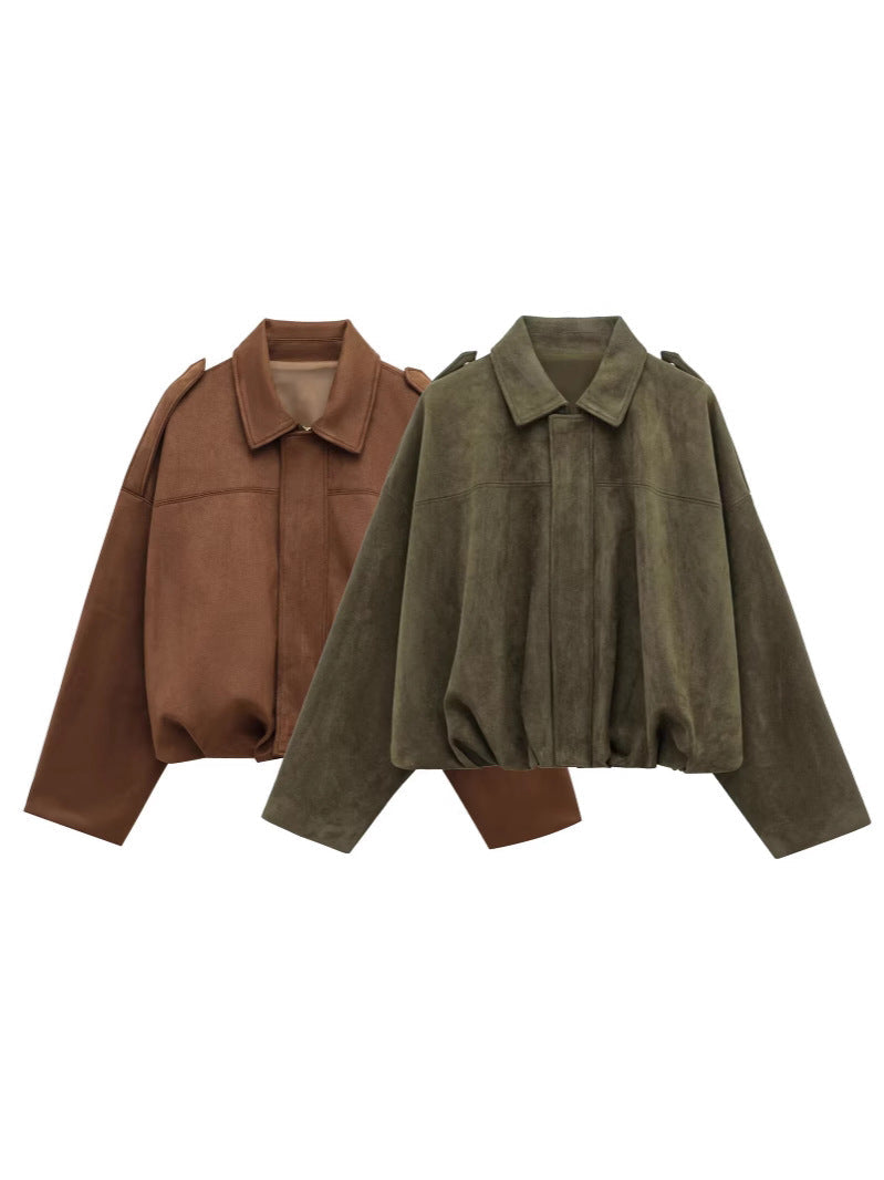 Bruksjakke i semsket skinn