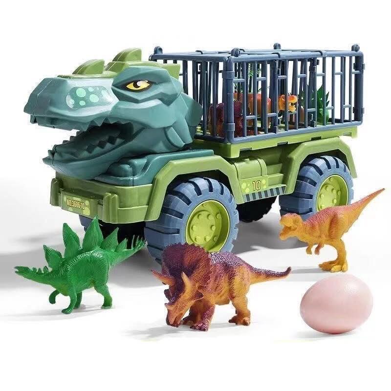 "DinoTrek Explorers Set: Detaillierte Dinosaurier und robuste Fahrzeuge auf grünem Untergrund, Spielzeug für Kinder ab 3 Jahr