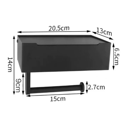 "Edelstahl Toilettenpapierhalter mit wasserdichtem Fach, Detailansicht. Elegantes und funktionales Design für Ihr Bad."