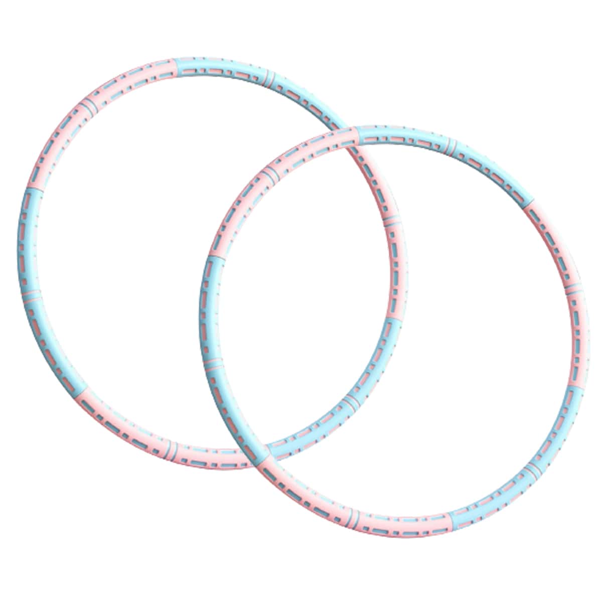 Effektiver Hula Hoop Pro mit Metallkern in Blau-weiß, Lila-weiß oder Pink-blau für Massage und Fitness.