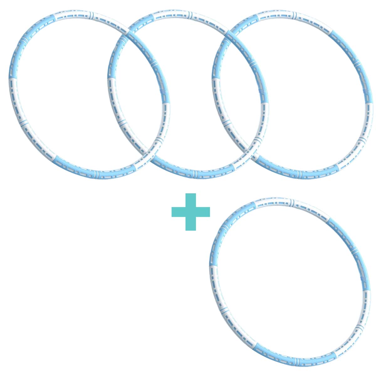 Effektiver Hula Hoop Pro mit Metallkern in Blau-weiß, Lila-weiß oder Pink-blau für Massage und Fitness.