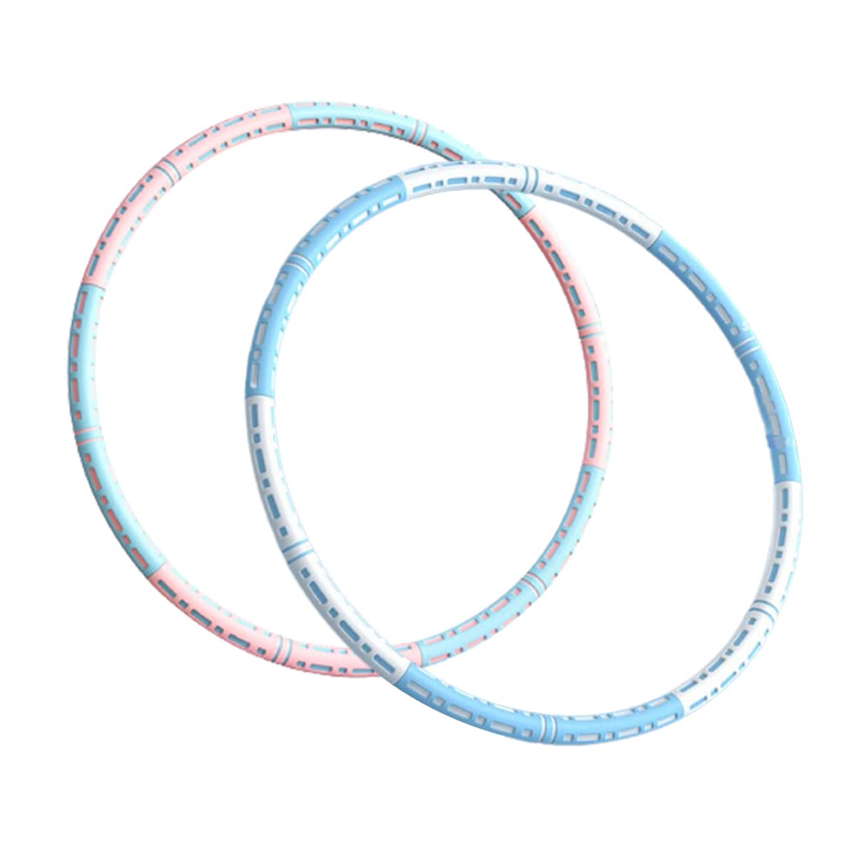 Effektiver Hula Hoop Pro mit Metallkern in Blau-weiß, Lila-weiß oder Pink-blau für Massage und Fitness.