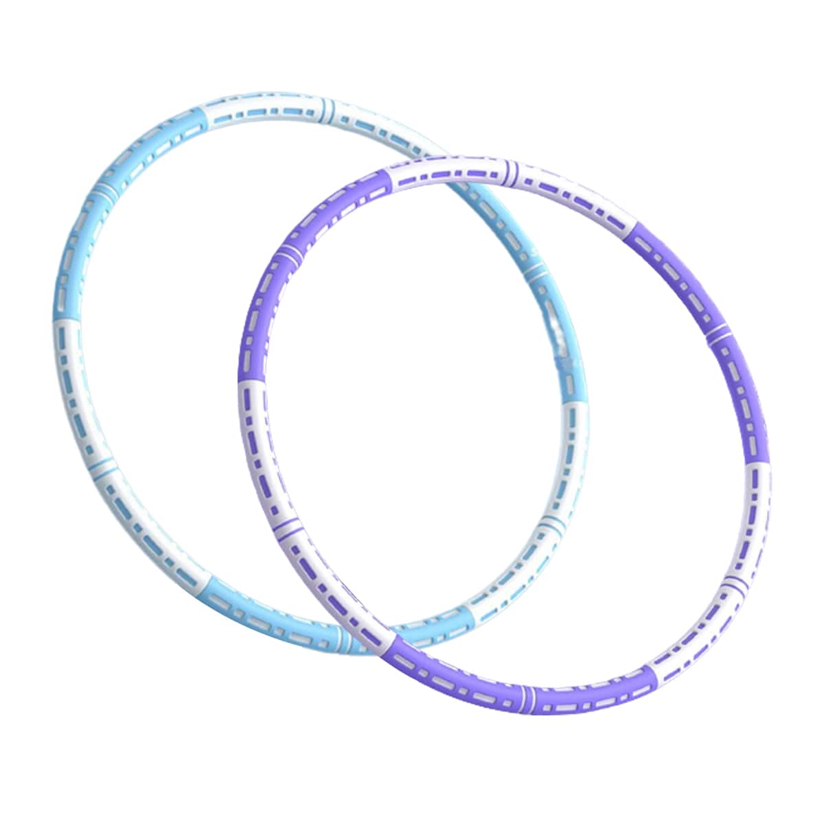 Effektiver Hula Hoop Pro mit Metallkern in Blau-weiß, Lila-weiß oder Pink-blau für Massage und Fitness.