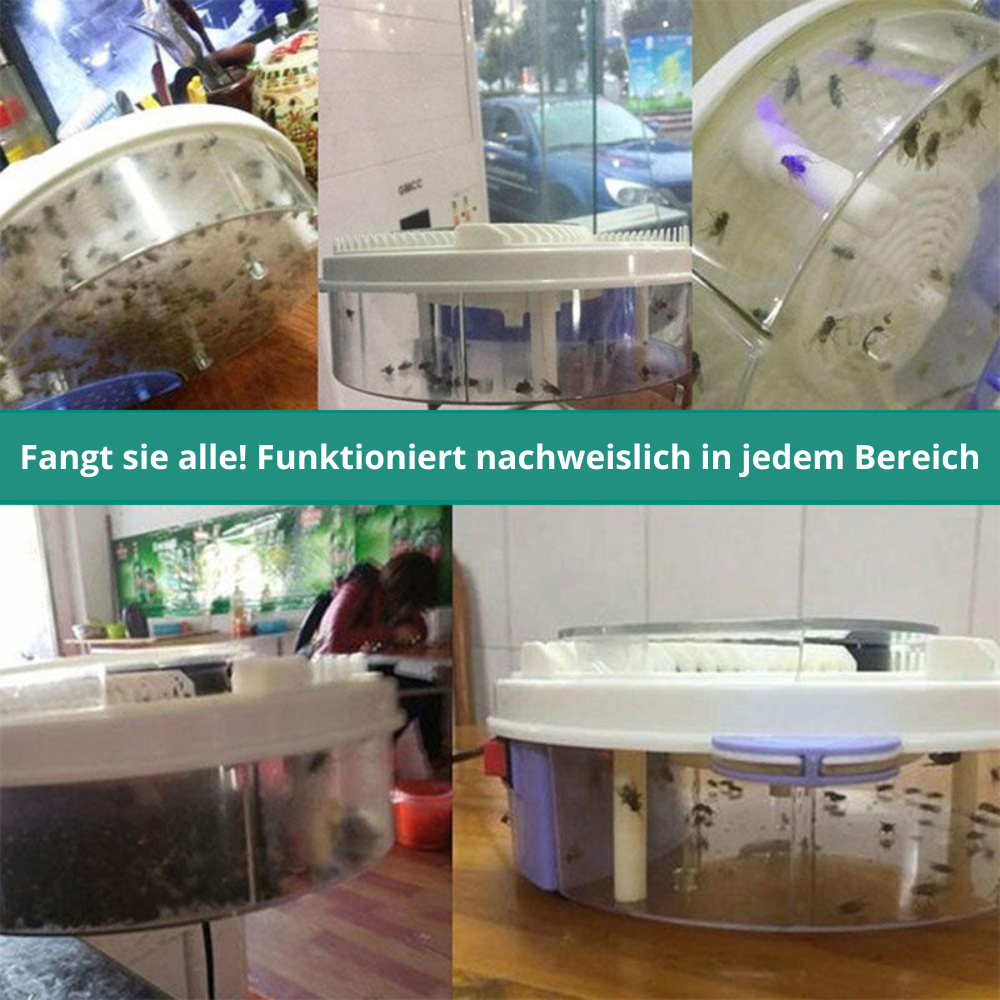 Effiziente, chemiefreie Fliegenfalle für innen & außen, leises Design mit 360° Fangarm und USB-Anschluss, ideal gegen Insekte