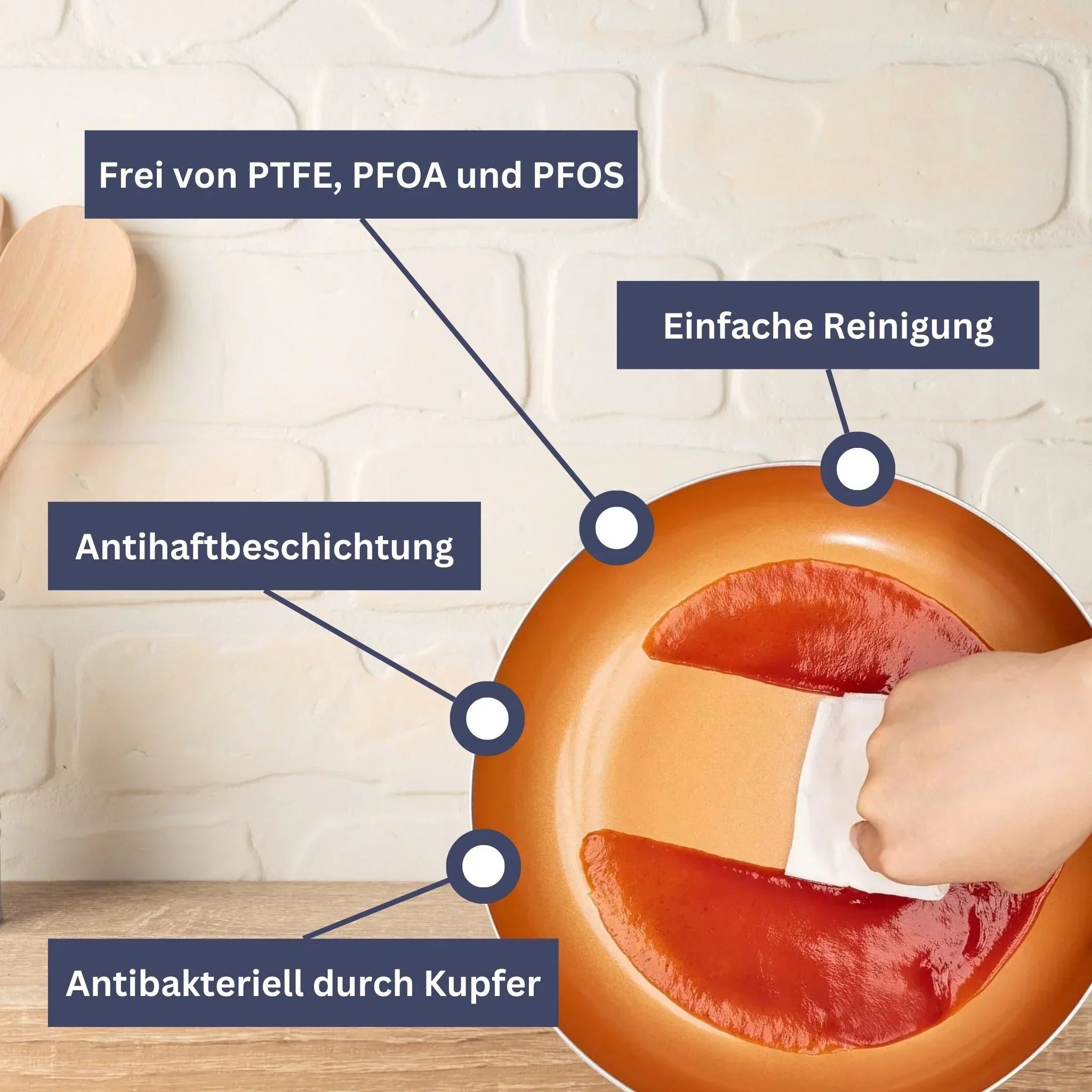 "Elegante KupferPfanne Deluxe mit glänzender Optik, Edelstahlgriff und optimaler Wärmeverteilung, ideal für Gourmet-Küche."