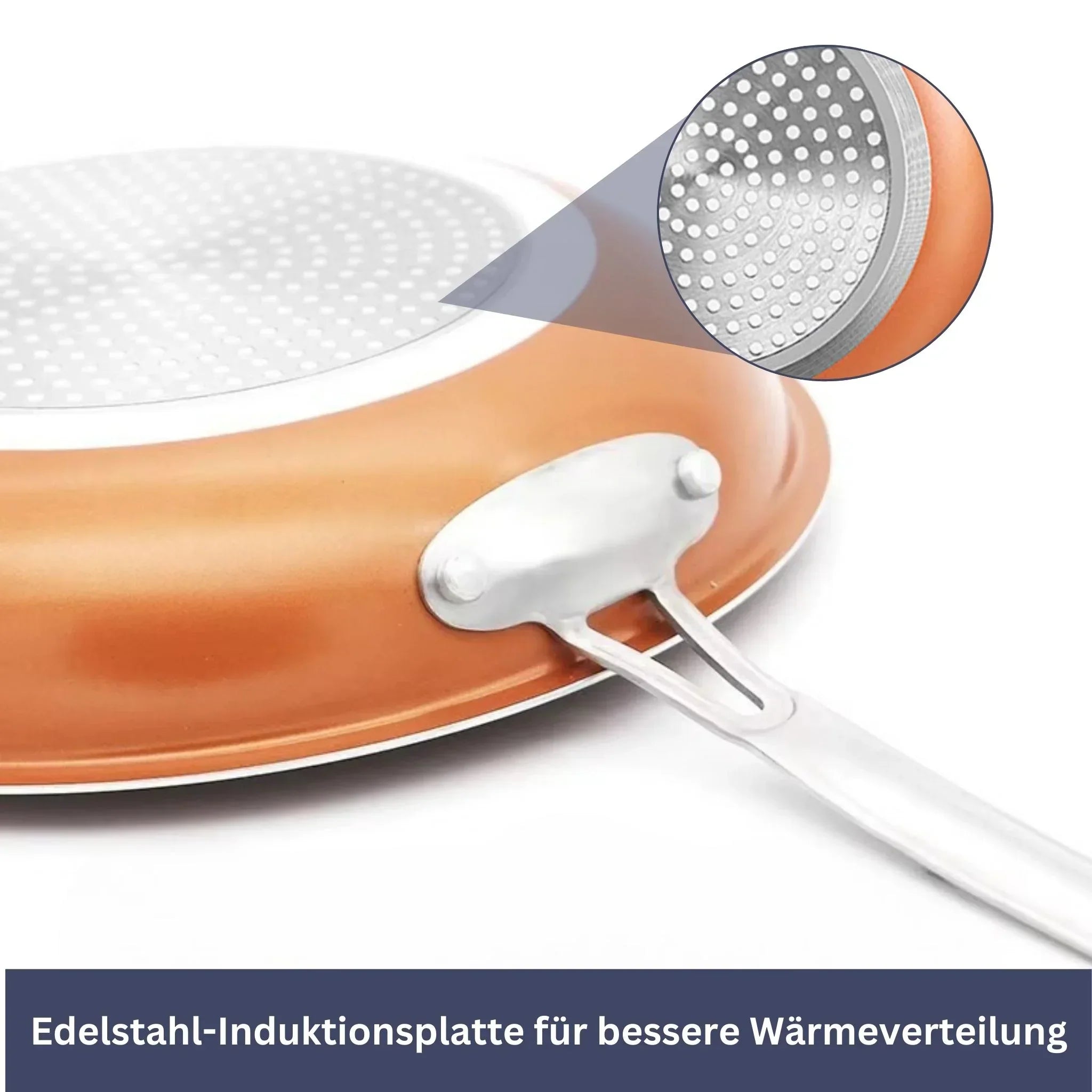 "Elegante KupferPfanne Deluxe mit glänzender Optik, Edelstahlgriff und optimaler Wärmeverteilung, ideal für Gourmet-Küche."