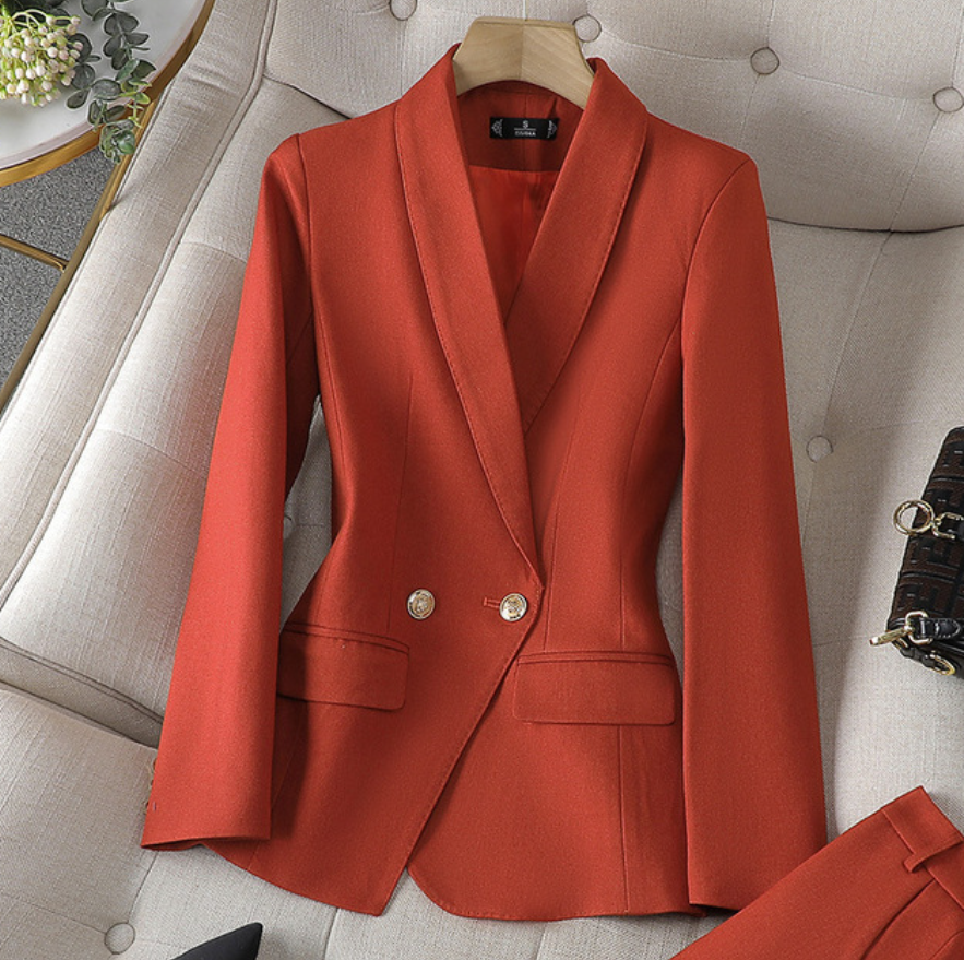 Elegantes Damen Blazer & Hosen Set, zeitloses Design, verschiedene Farben, perfekt für Büro oder formelle Anlässe.