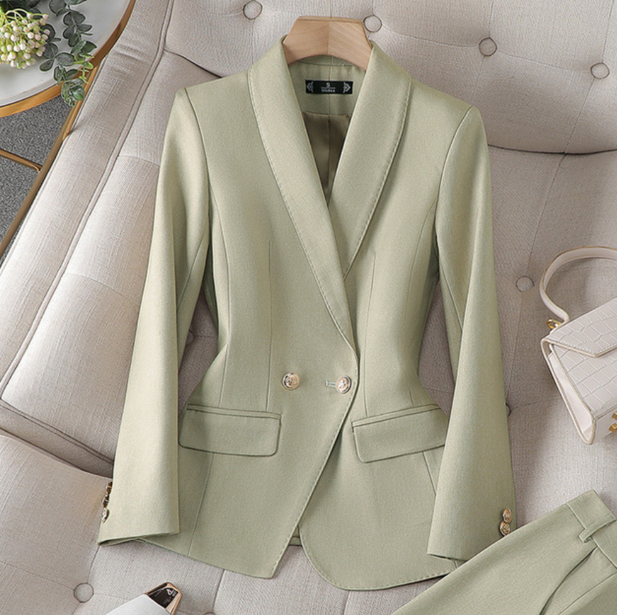 Elegantes Damen Blazer & Hosen Set, zeitloses Design, verschiedene Farben, perfekt für Büro oder formelle Anlässe.