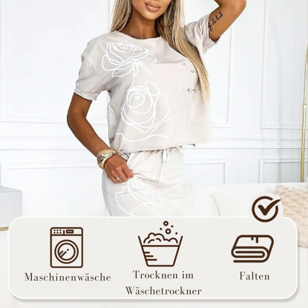 To-delt sett for kvinner med blomstermønster