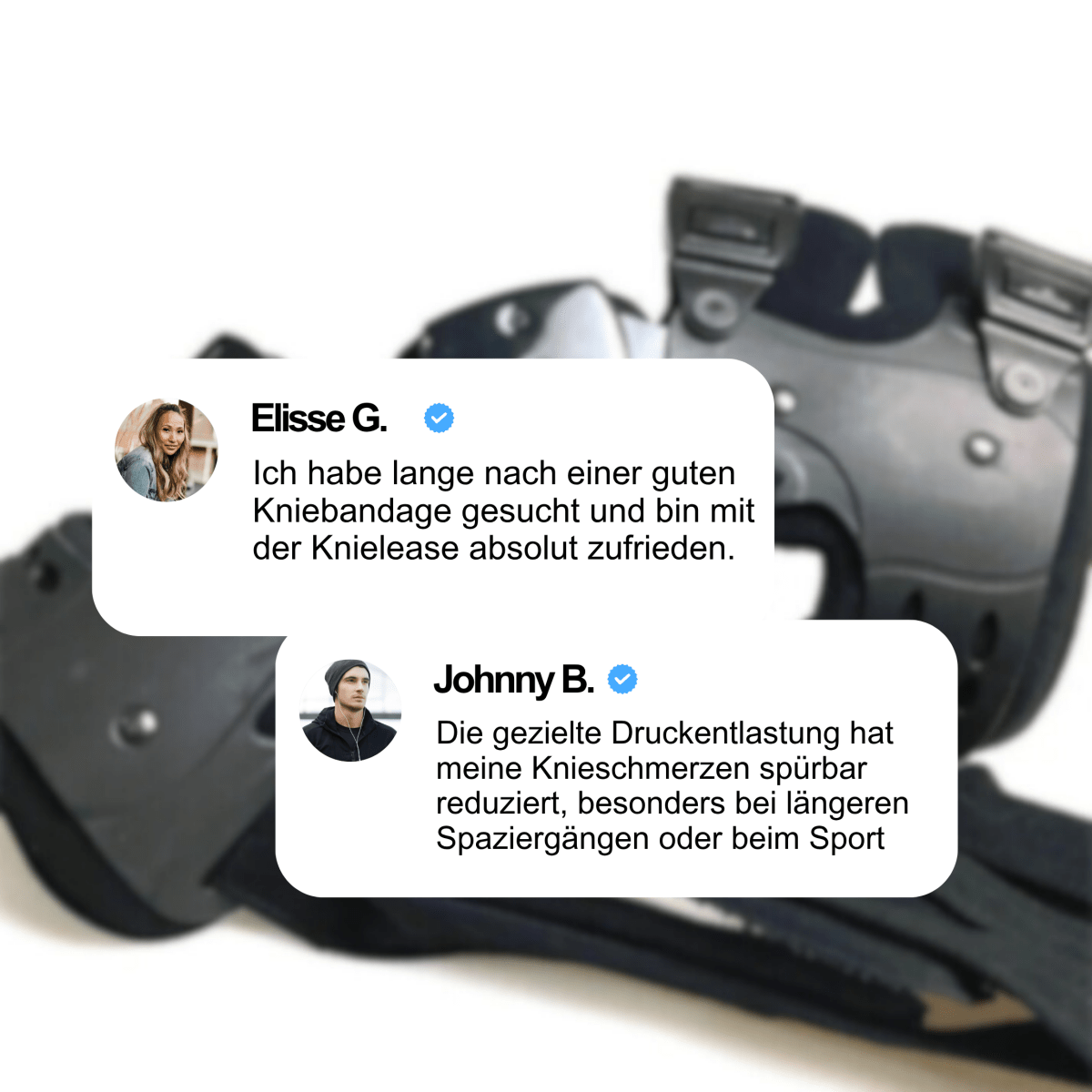 "Graue Kniebandage aus atmungsaktivem Material für gezielte Druckentlastung und verstellbare Stabilität bei Knieproblemen."
