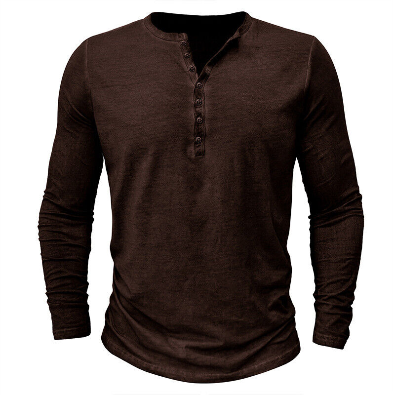 "Herren Henley Langarmshirt, bequem, stilvoll, vielseitig, in verschiedenen Farben, perfekter Sitz, ideal für Alltag"
