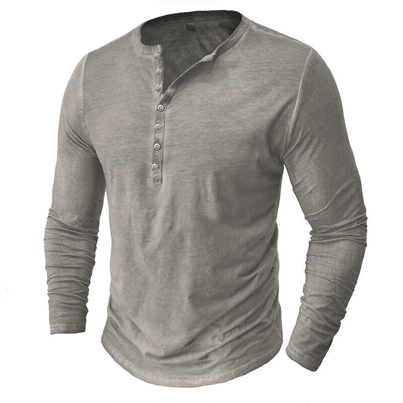 "Herren Henley Langarmshirt, bequem, stilvoll, vielseitig, in verschiedenen Farben, perfekter Sitz, ideal für Alltag"