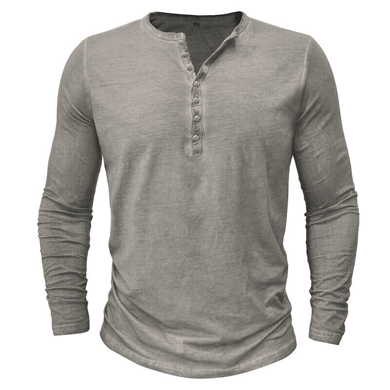 "Herren Henley Langarmshirt, bequem, stilvoll, vielseitig, in verschiedenen Farben, perfekter Sitz, ideal für Alltag"