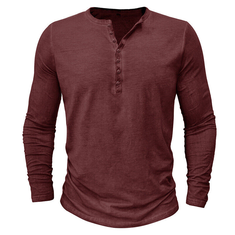 "Herren Henley Langarmshirt, bequem, stilvoll, vielseitig, in verschiedenen Farben, perfekter Sitz, ideal für Alltag"
