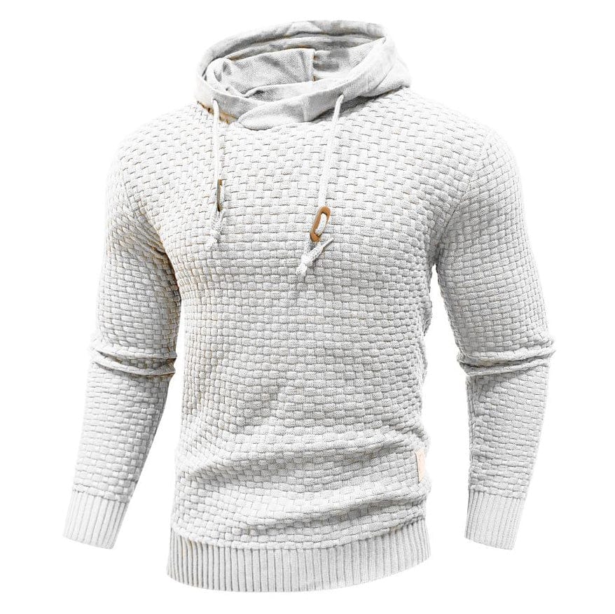 "Herren Kapuzenpullover in Beige, warm und stylisch, perfekt für kalte Tage, aus langlebigem Polyester."
