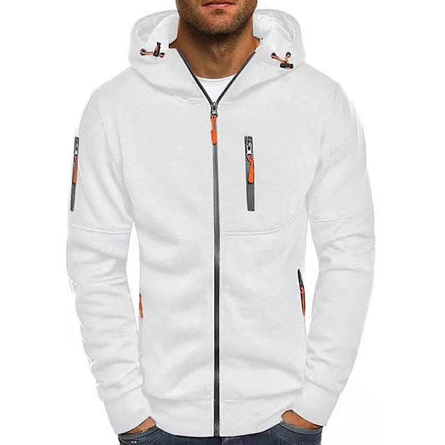 "Herren Kapuzenpullover in Beige, warm und stylisch, perfekt für kalte Tage, aus langlebigem Polyester."
