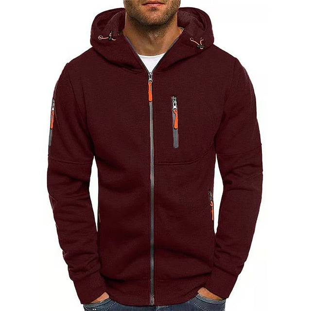 "Herren Kapuzenpullover in Beige, warm und stylisch, perfekt für kalte Tage, aus langlebigem Polyester."