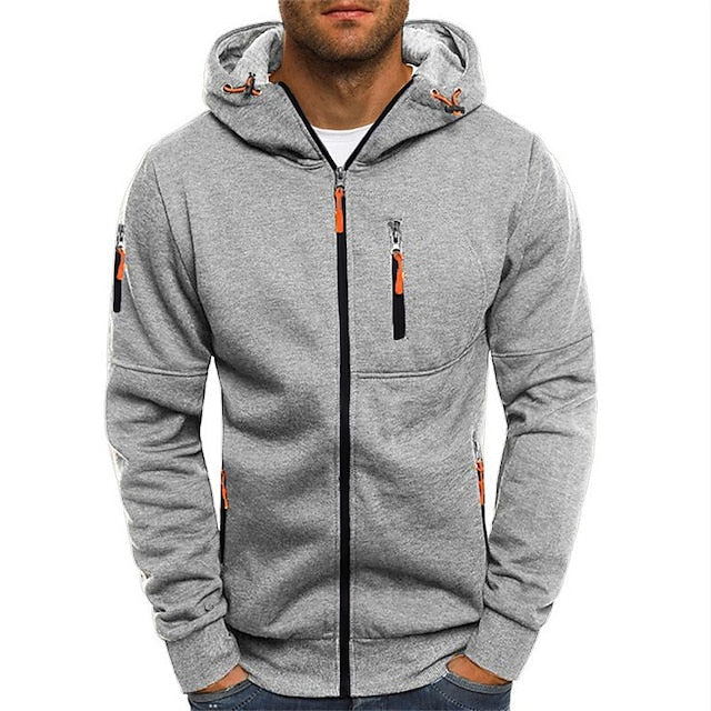 "Herren Kapuzenpullover in Beige, warm und stylisch, perfekt für kalte Tage, aus langlebigem Polyester."