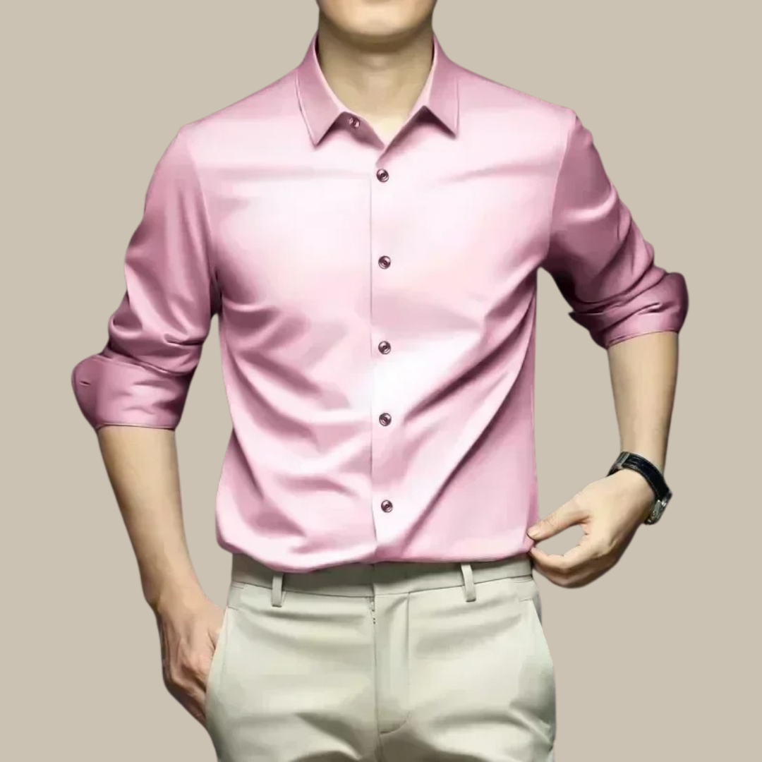 "Herren Seidenhemd in Dunkelblau, edles Design, vielseitig kombinierbar, luxuriöses Material, komfortabler Schnitt."