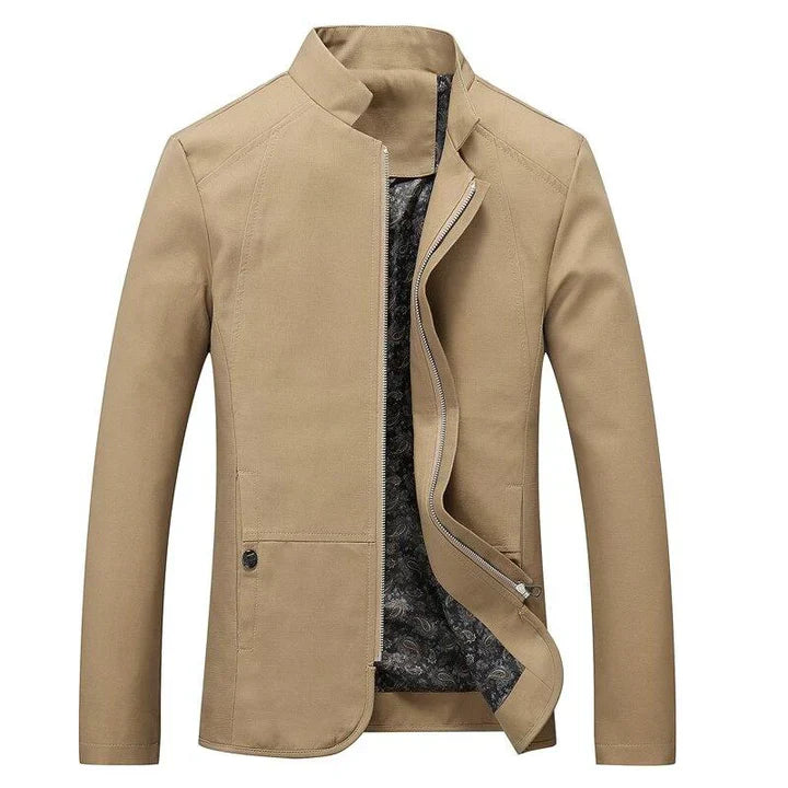 "Herren Übergangsjacke mit Seitentaschen, elegant, vielseitig, in Beige, Marine, Schwarz, für Frühling und Herbst geeignet."