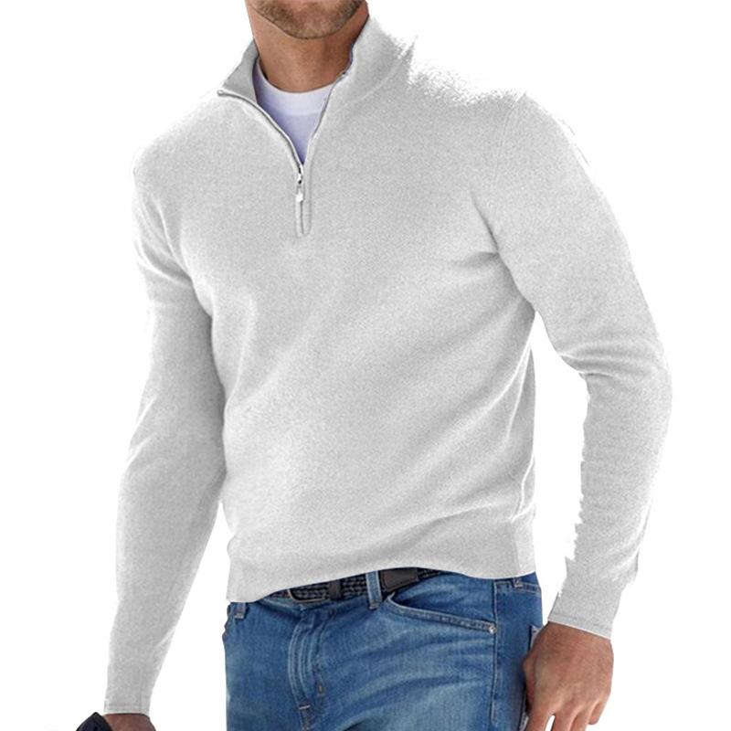 Herrenpullover mit halbem Reißverschluss, warme Passform, moderner Look, ideal für Freizeit und Anlässe, stilvoll und bequem.