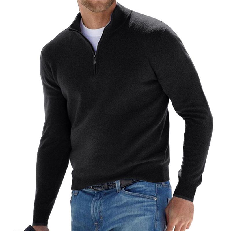 Herrenpullover mit halbem Reißverschluss, warme Passform, moderner Look, ideal für Freizeit und Anlässe, stilvoll und bequem.