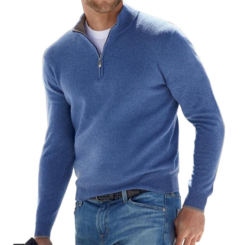 Herrenpullover mit halbem Reißverschluss, warme Passform, moderner Look, ideal für Freizeit und Anlässe, stilvoll und bequem.