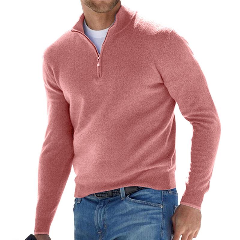 Herrenpullover mit halbem Reißverschluss, warme Passform, moderner Look, ideal für Freizeit und Anlässe, stilvoll und bequem.
