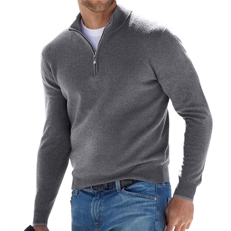 Herrenpullover mit halbem Reißverschluss, warme Passform, moderner Look, ideal für Freizeit und Anlässe, stilvoll und bequem.