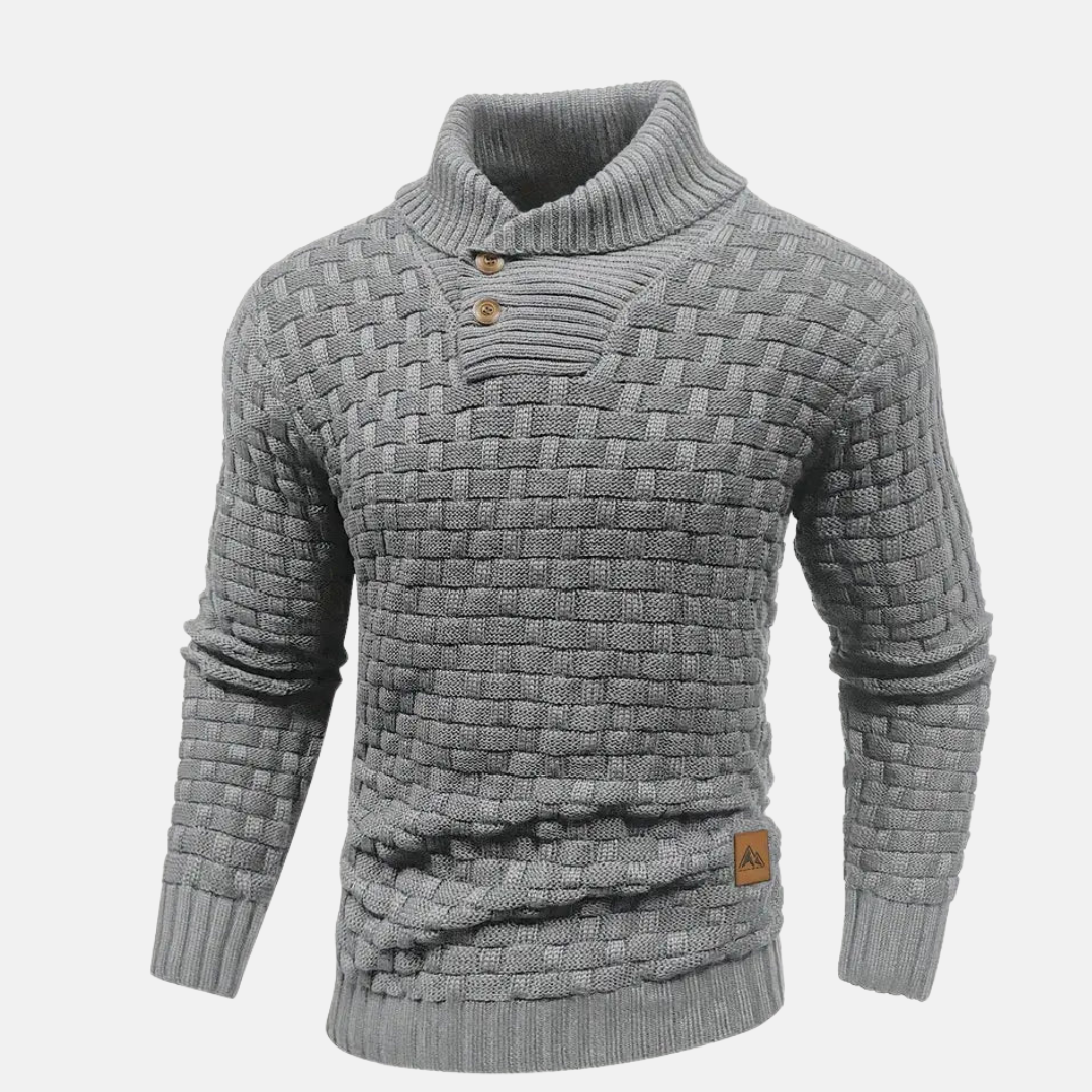 "Klassischer blauer Herren Strickpullover, weich und modern, ideal für kältere Tage und überall vielseitig kombinierbar."
