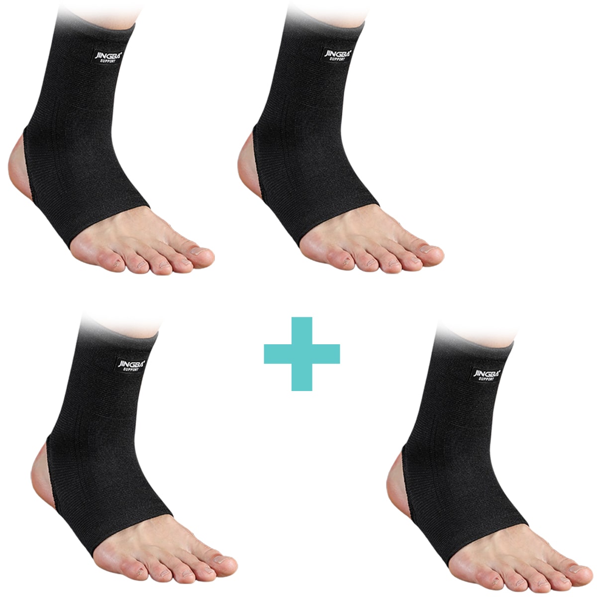 Knöchel-Kompressionsstütze in Schwarz mit elastischem Material, ideal für Sport und Alltag, bietet Stabilität und Komfort.