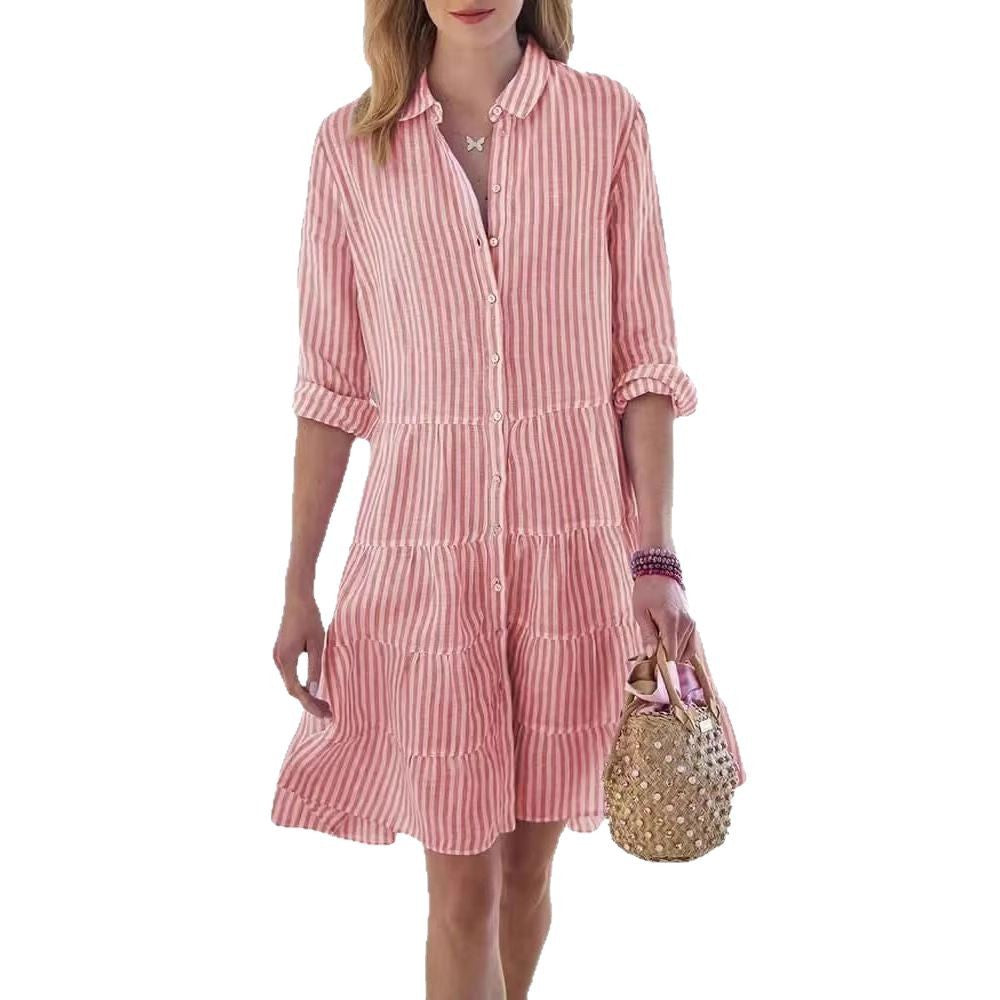 "Luftiges Damen-Sommerkleid in bunten Farben, XS-XXL, leichter Stoff, tailliert, für Strand- oder Grillpartys geeignet."