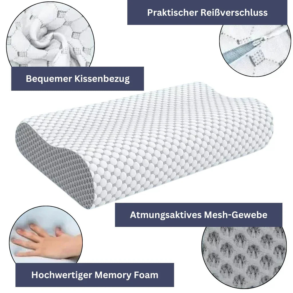 "Luxuriöses weißes Schlafkissen Sleepy, bietet ultimativen Komfort mit weicher, unterstützender Füllung, elegant im Design."