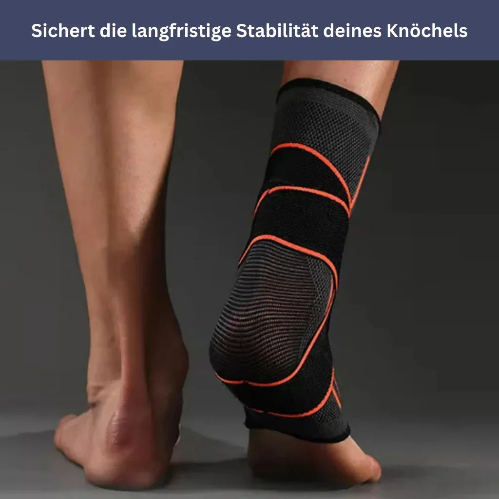 "Orthoflex Fußgelenkbandage, flexible Unterstützung in Grün, Orange oder Schwarz, ideal für Komfort und Stabilität."