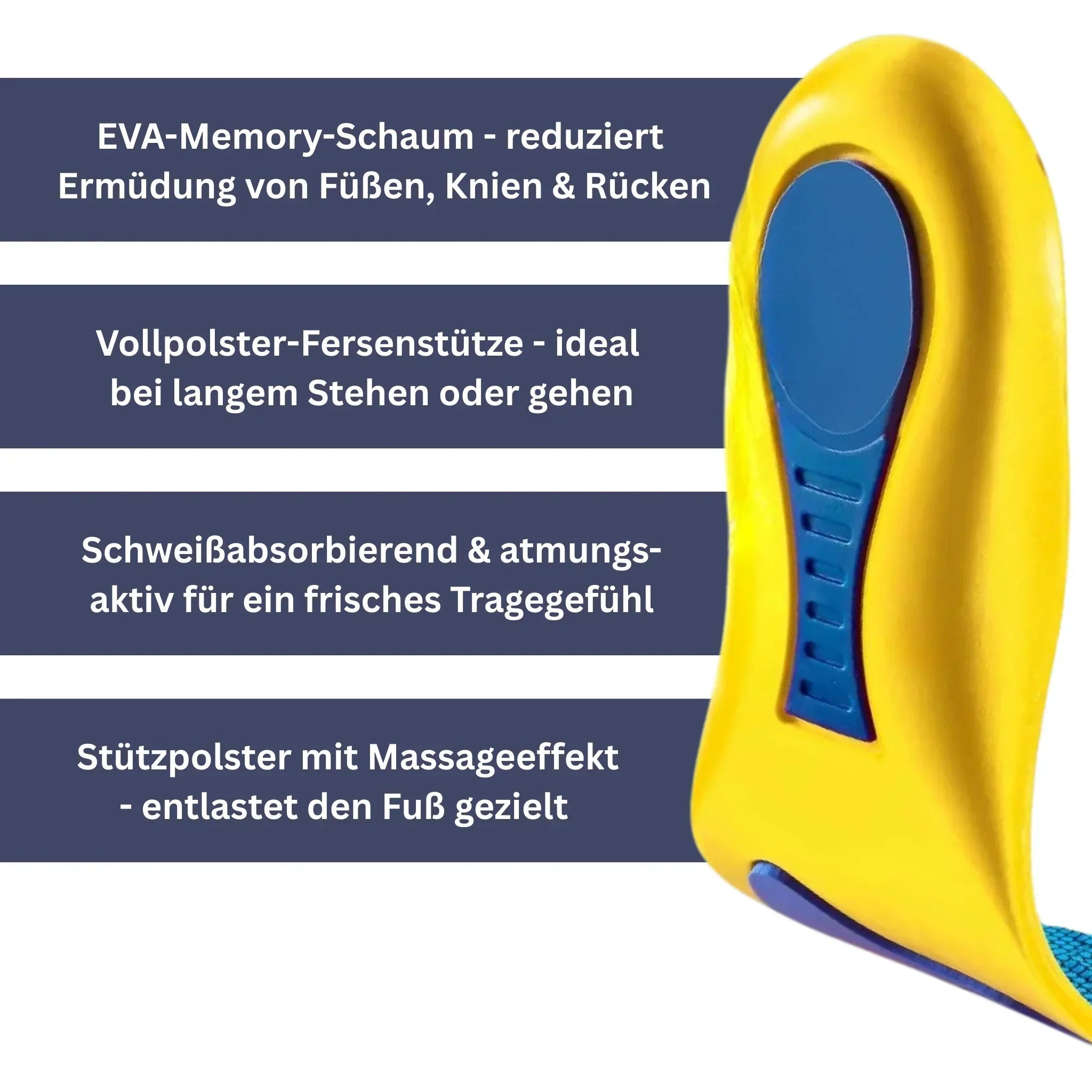 "Orthopädische Einlegesohlen in Gelb, anatomisch geformt, bieten Komfort und Unterstützung für optimalen Gehkomfort."