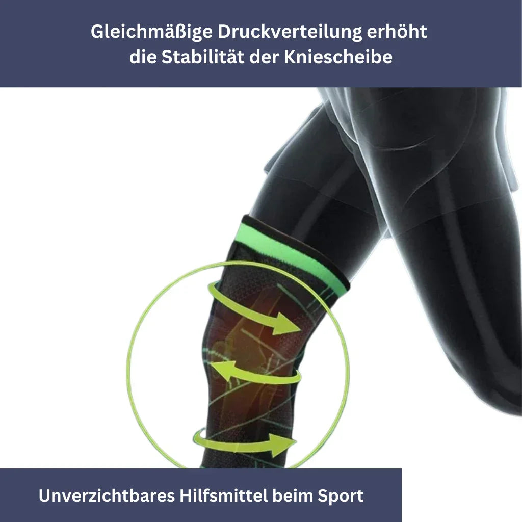 "Orthopädische Kniebandage, atmungsaktiv, flexibel, bietet Kompression und Unterstützung, ideal für Sport und Alltag."