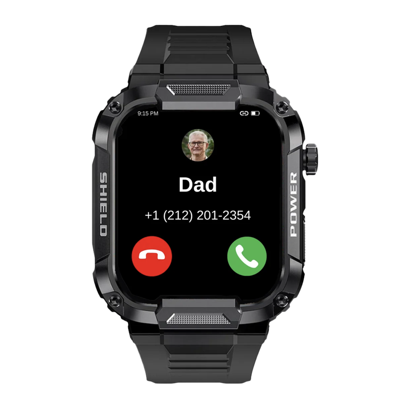 Robuste Smartwatch mit langer Akkulaufzeit in Schwarz, ideal für Sportler, bietet nahtlose Konnektivität und Fitness-Tracking