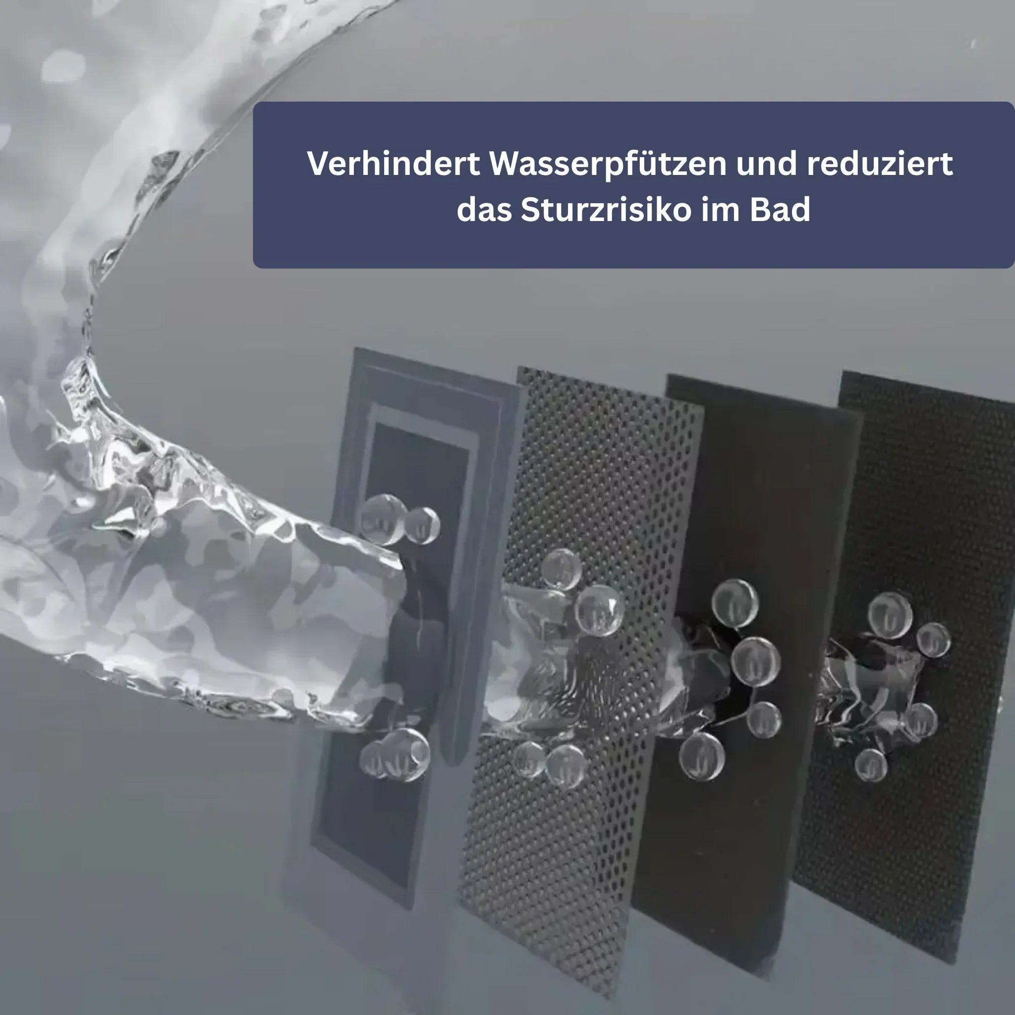 "Schnelltrocknende Badematte, stilvolles Design, rutschfest, in Farben Klangsilber und Samtblau, (40x60cm)."