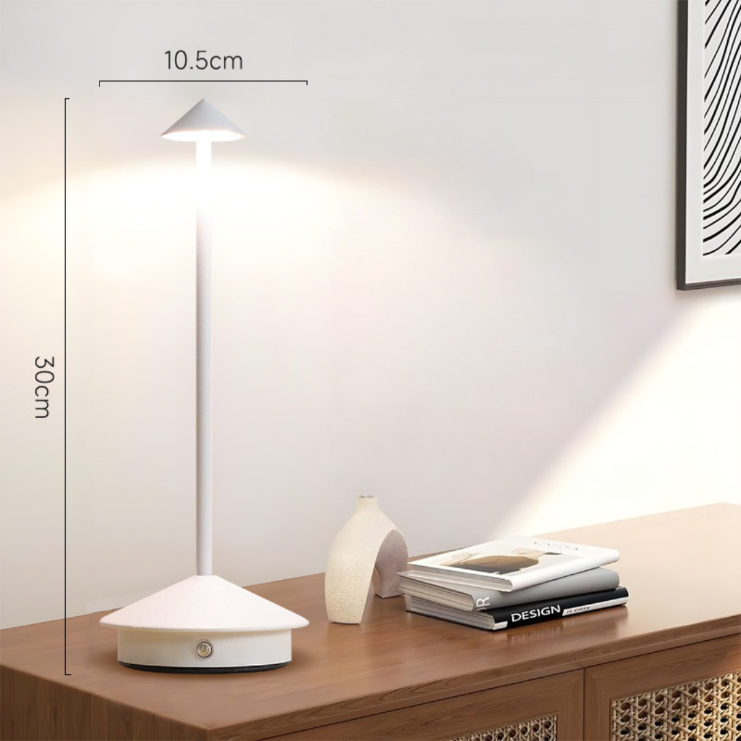 "Stilvolle kabellose LED Tischlampe, elegant schlankes Design, dimmbares Touch-Licht, ideal für jede Raumdekoration."