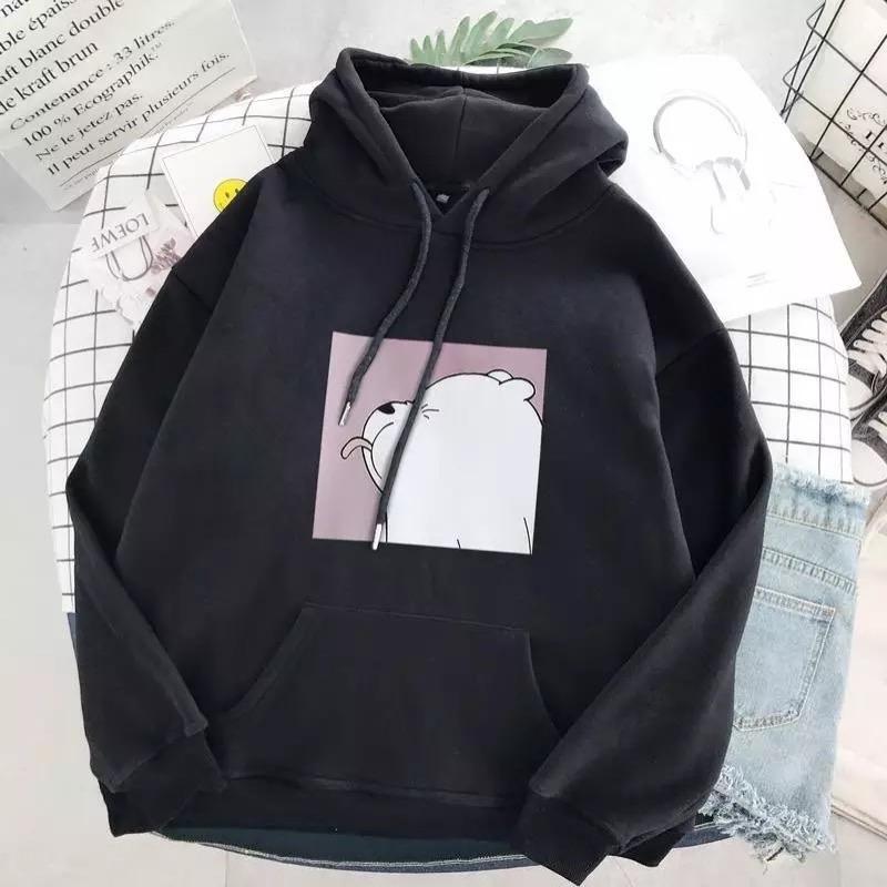 "Stylischer Oversize-Kapuzenpulli mit Eisbär-Aufdruck, Unisex Design in verschiedenen Farben für lässige Outfits."