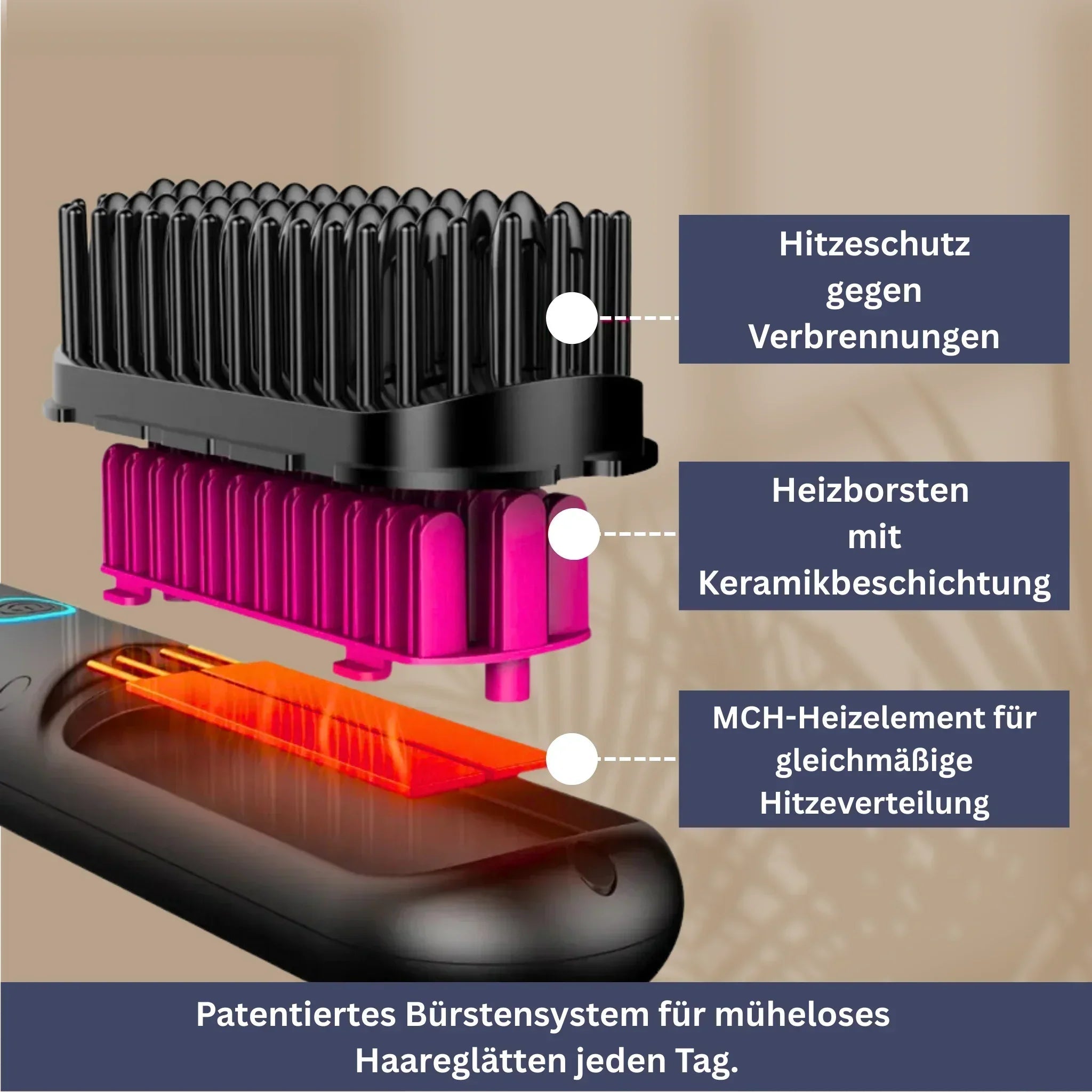 Tragbares, elegantes Styling-Tool in Schwarz und Weiß, ideal für unterwegs; leicht, kompakt und benutzerfreundlich.