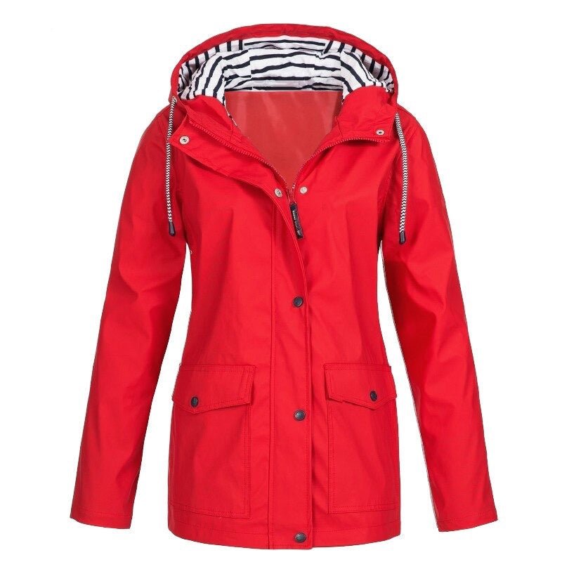 Vielseitige 3-in-1 wasserdichte Damen Outdoor-Wanderjacke, robust und stylisch, ideal für alle Wetterbedingungen.