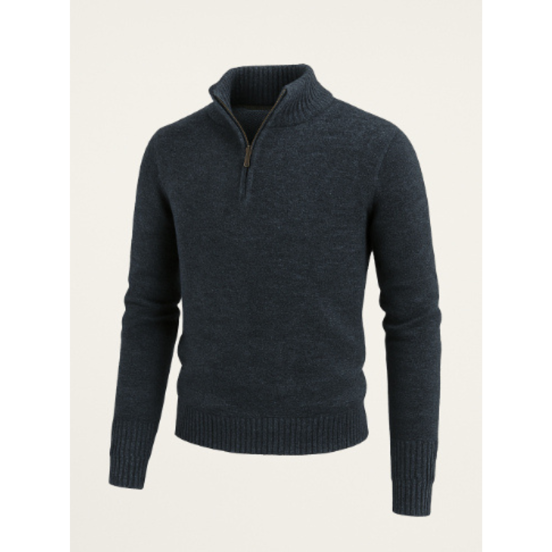 "Warmer Herren-Strickpullover mit halbem Reißverschluss, ideal für geschäftliche und Freizeitoutfits."