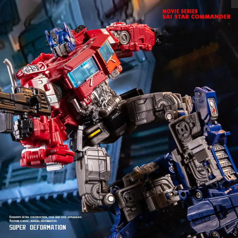 Optimus Prime Figur aus PVC/ABS, 18 cm, transformierbar vom Fahrzeug zum Roboter, detailliertes Design für Sammler.