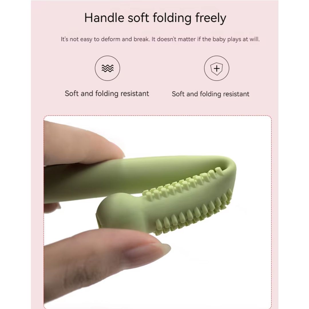 "Sanftes, BPA-freies Silikon Beißröhrchen für Babys, ergonomisch geformt zur Zahnfleischmassage und einfacher Handhabung."